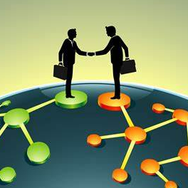 Business leaders connecting organizations through a merger or acquisition